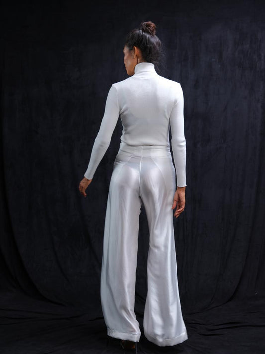 Trouser with Tie in White