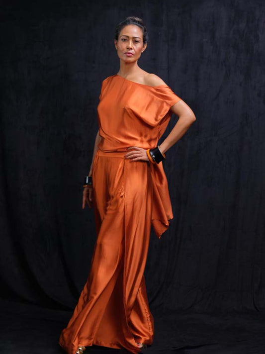 Back Tied Blouse in Burnt Orange