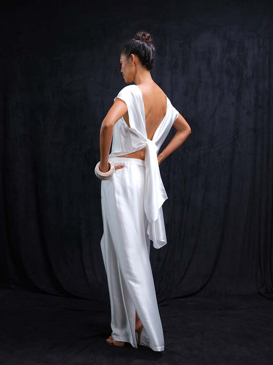 Back Tied Blouse in White