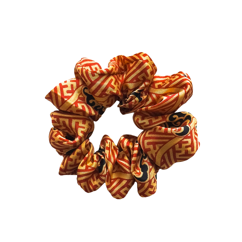 Silk Hairband In Swastika Red Naga Black