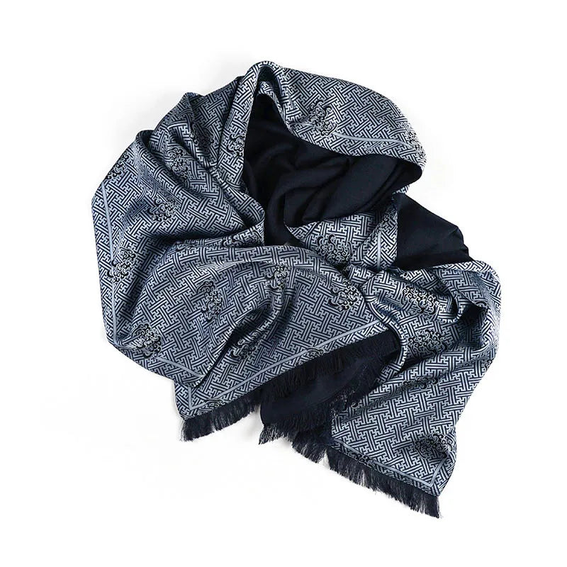 Silk &amp; Pashmina Shawl in Banji Blue