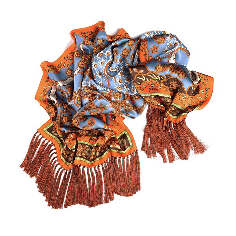 Silk Shawl In Bonsai Blue