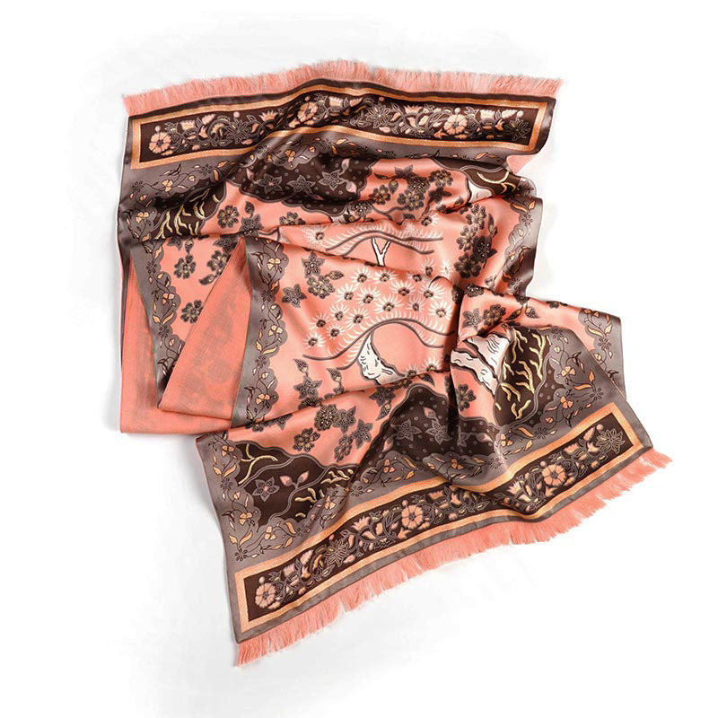Silk & Pashmina Shawl in Bonsai Pink