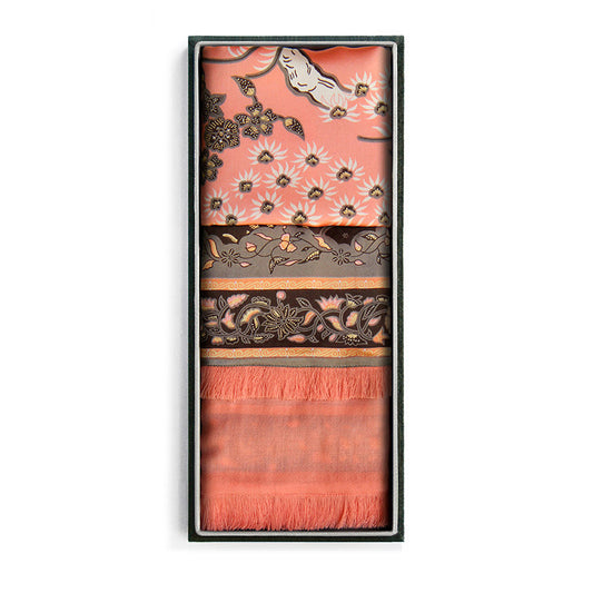 Silk & Pashmina Shawl in Bonsai Pink