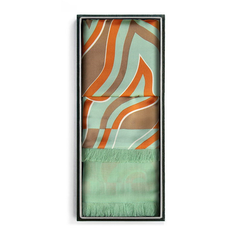Silk & Pashmina Shawl in Mendung Aqua