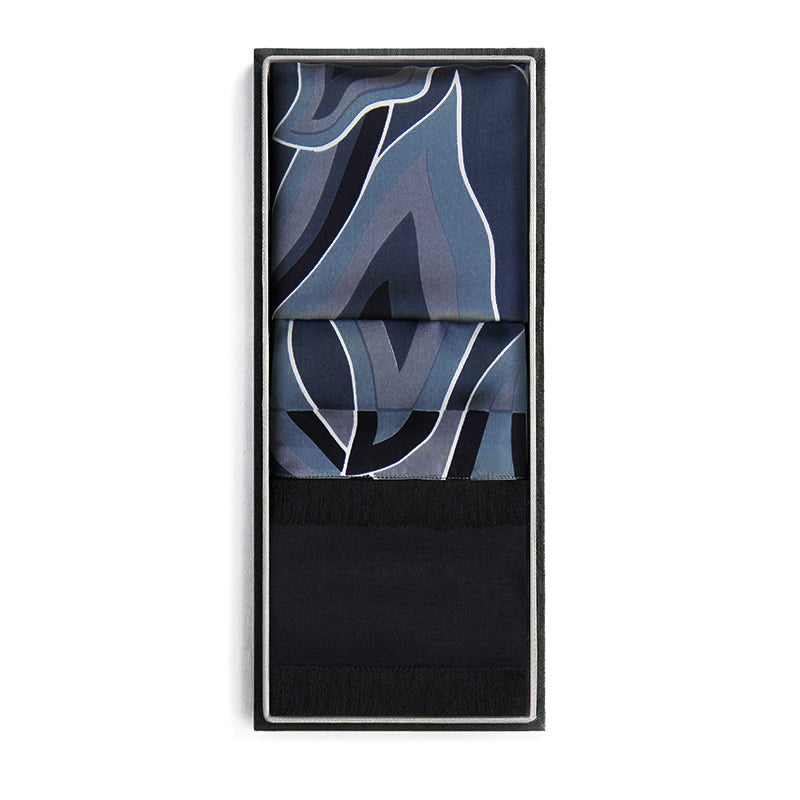 Silk & Pashmina Shawl in Mendung Black