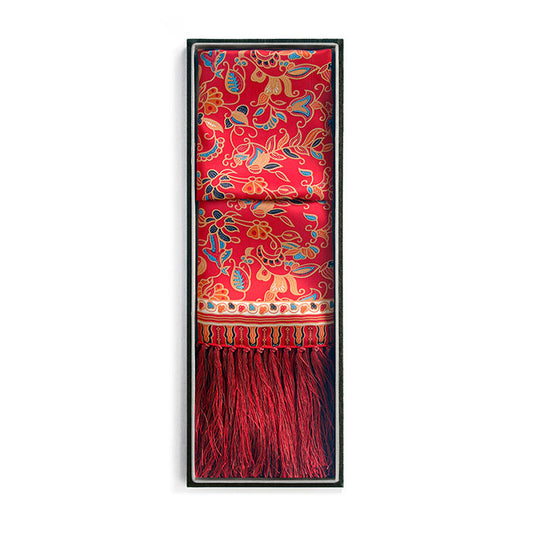 Silk Shawl In Singa Red