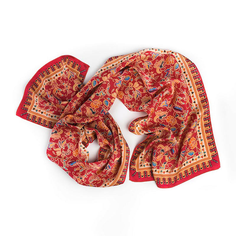 Silk Scarf In Singa Red